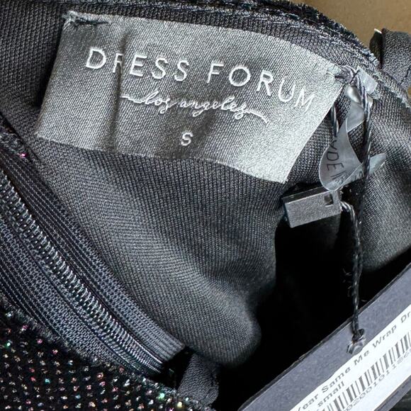 Dress Forum‎ Sleeveless Shimmer Ruffled Wrap Mini Dress Black Womens Small New - Picture 7 of 10